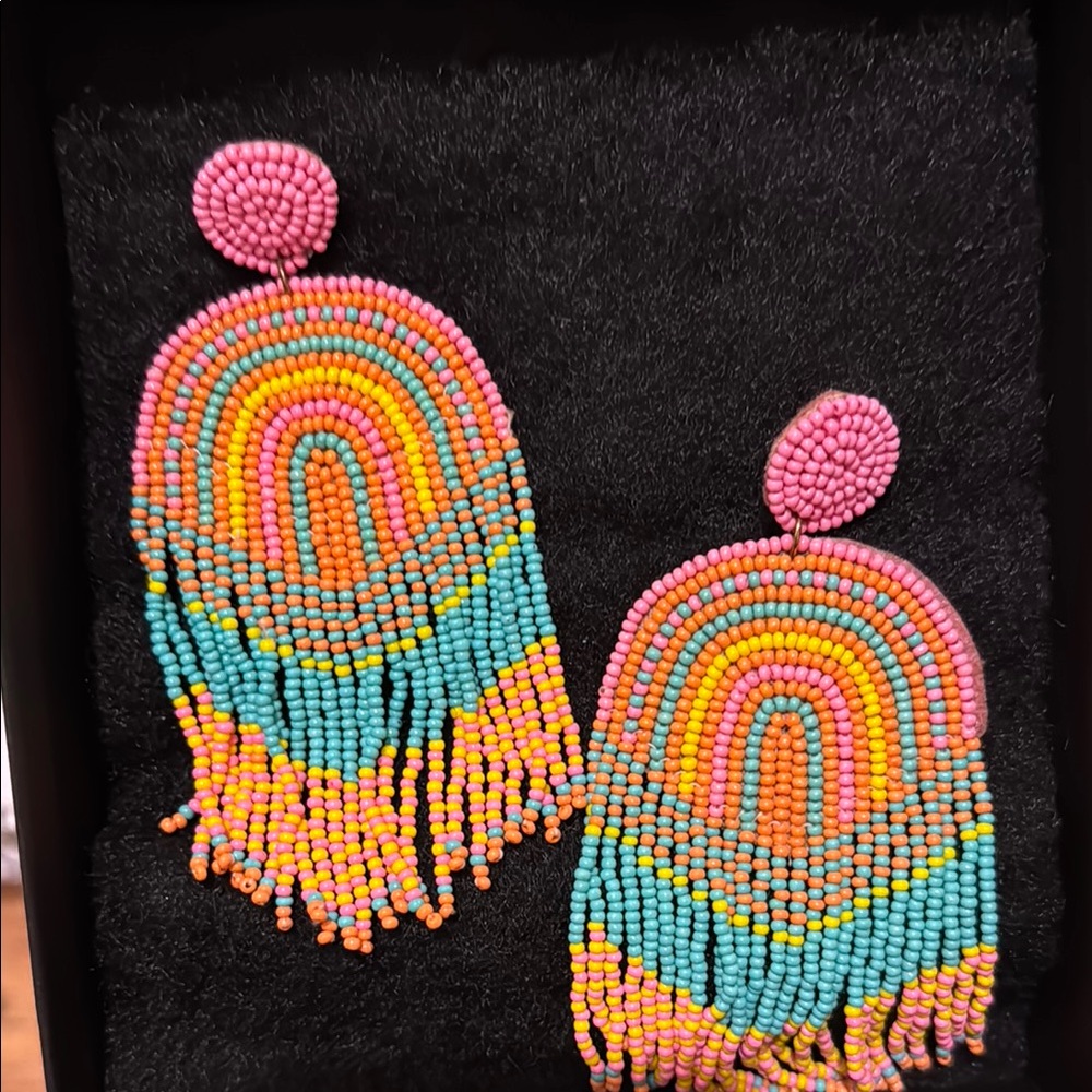 Colorful Beaded Fringe Earrings
